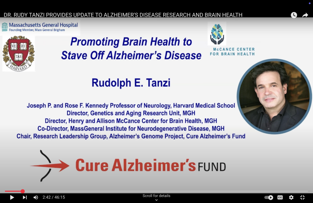 Promoting Brain Health to Stave Off Alzheimer's Disease with Dr. Rudy Tanzi